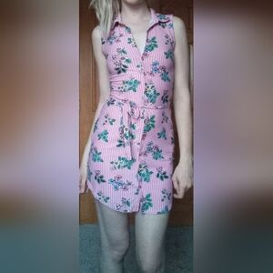 Floral Pink Sleeveless Dress